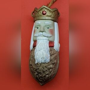 Interesting Vintage Heavy Ceramic Nutcracker Hanging Ornament